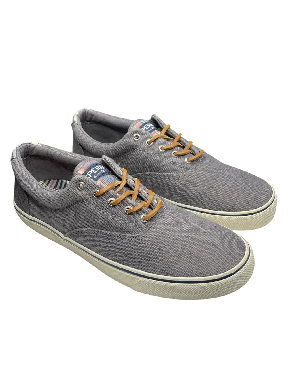 Sperry Top-Sider Striper II CVO Baja Linen Sneaker Grey Men Size 13